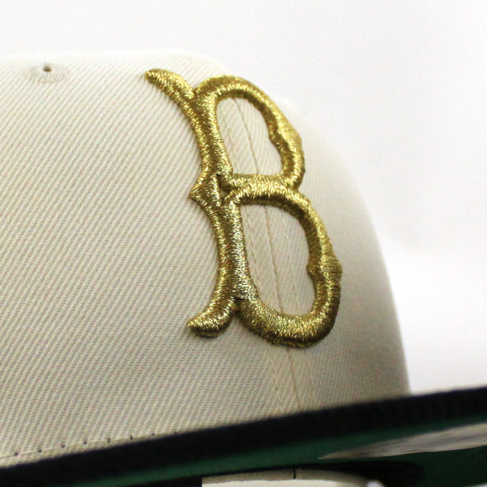 BROOKLYN DODGERS 42 JACKIE ROBINSON New Era 59Fifty Fitted Hat (Chrome White Corduroy Green Under Brim)