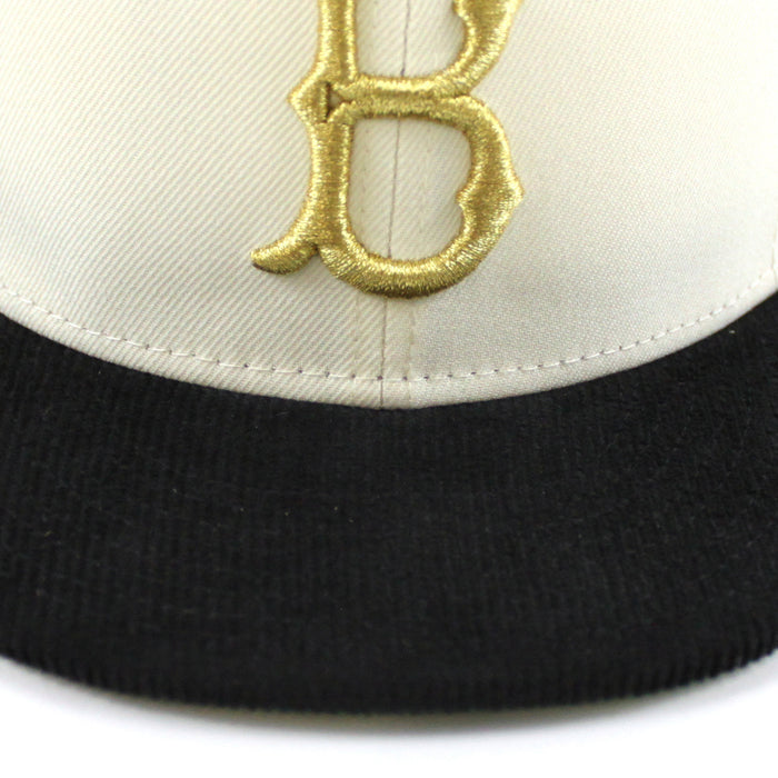BROOKLYN DODGERS 42 JACKIE ROBINSON New Era 59Fifty Fitted Hat (Chrome White Corduroy Green Under Brim)