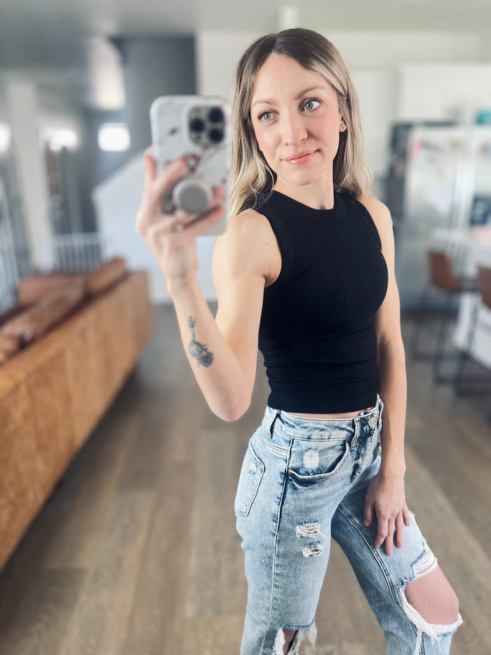 Built In Bra Seamless Crop Tank Top