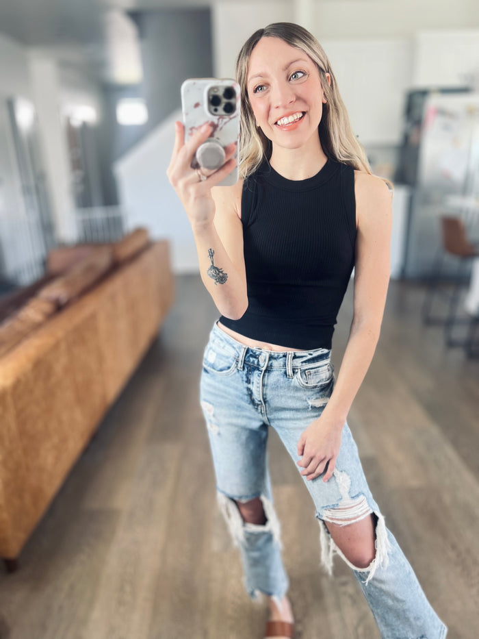 Built In Bra Seamless Crop Tank Top