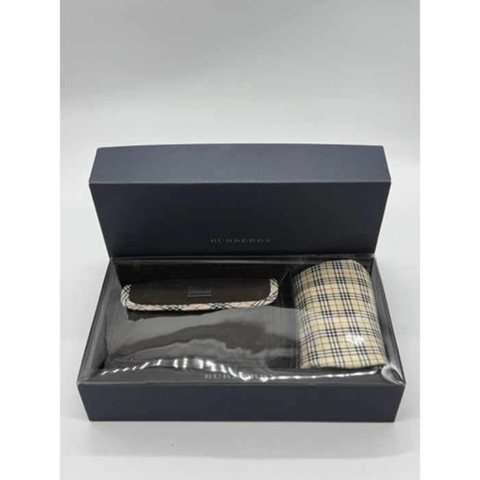 Burberry Nova-Check Brown Cosmetic Bag and Handkerchief*Brand-new in box