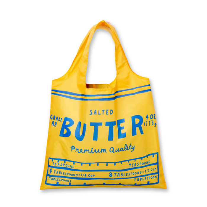 Yellow Owl Workshop Butter Art Sack eco-friendly reusable tote bag with colorful butter and floral design on natural fabric.