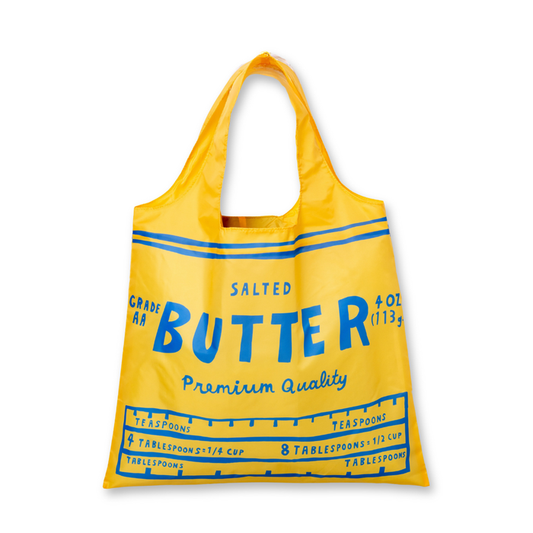 Yellow Owl Workshop Butter Art Sack eco-friendly reusable tote bag with colorful butter and floral design on natural fabric.