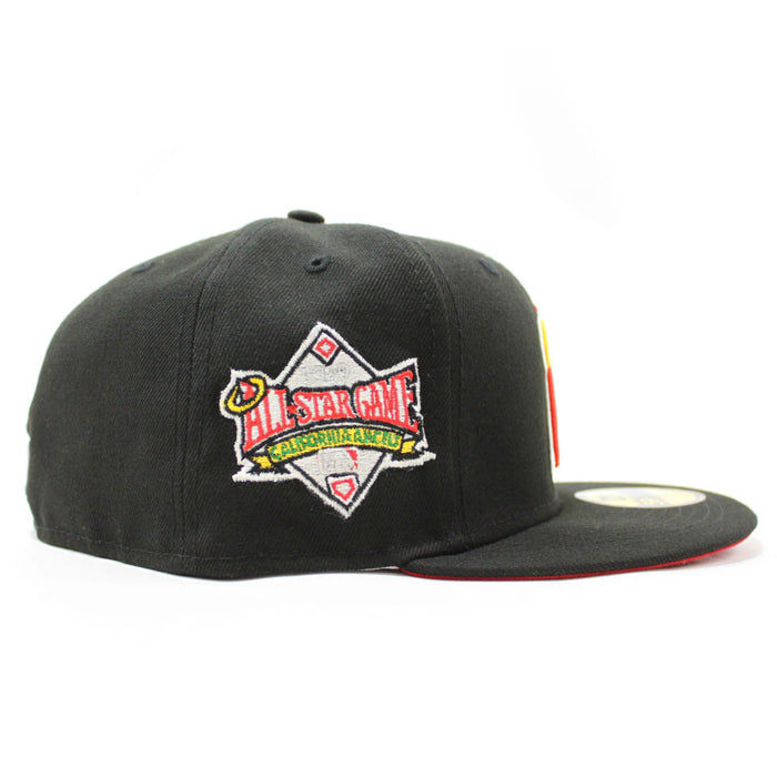 California Angels 1989 All-Star Game New Era 59Fifty Fitted Hat (Glow in the Dark Black Red Under Brim)