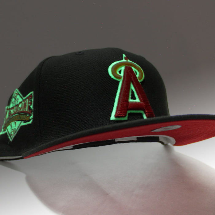 California Angels 1989 All-Star Game New Era 59Fifty Fitted Hat (Glow in the Dark Black Red Under Brim)