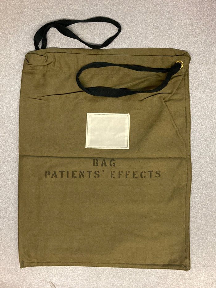 Canadian Military Patients' Effects Bag – 1950s Issue, 12"x15" Drawstring, 6 Plastic Bags Included
