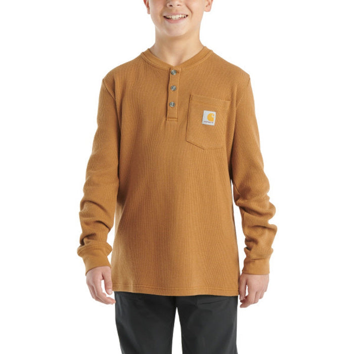 Carhartt Boys' Logo Chest Pocket Long Sleeve Henley T-Shirt Long Sleeve T-Shirts Carhartt