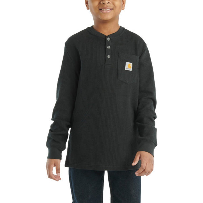 Carhartt Boys' Logo Chest Pocket Long Sleeve Henley T-Shirt Long Sleeve T-Shirts Carhartt