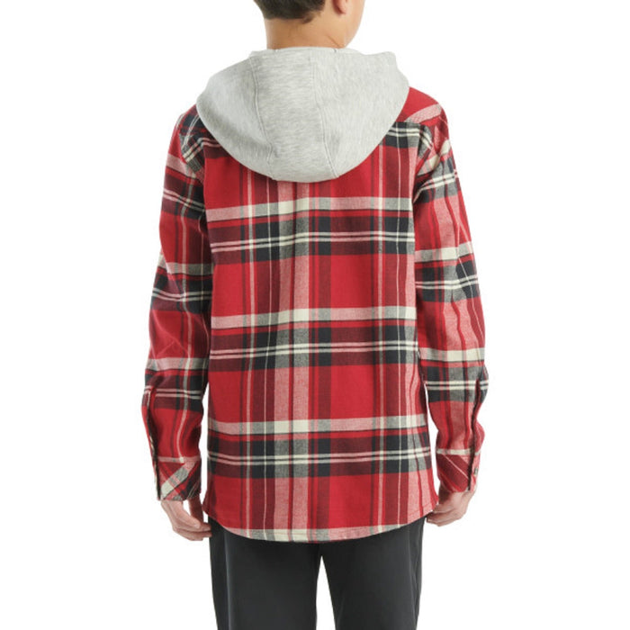 Carhartt Boys' Long Sleeve Flannel Button-Front Hooded Shirt Work Shirts Carhartt