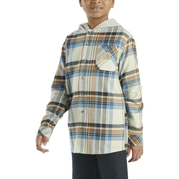 Carhartt Boys' Long Sleeve Flannel Button-Front Hooded Shirt Work Shirts Carhartt