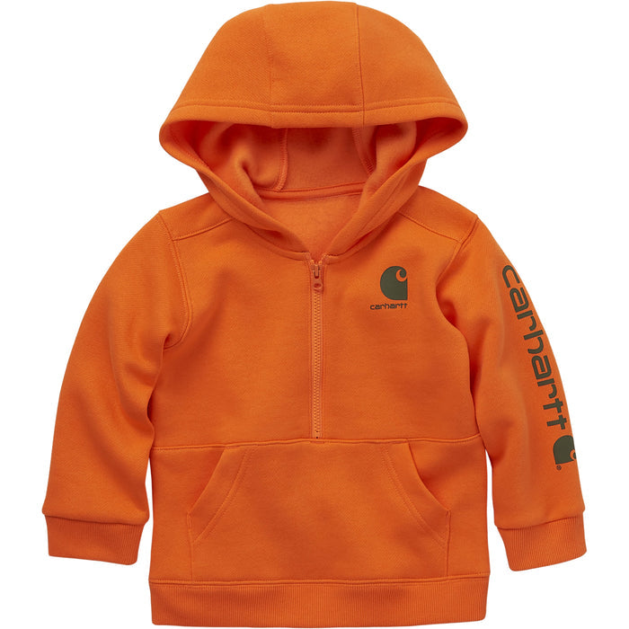 Carhartt Kids' Half Zip Hooded Sweatshirt Sweatshirts & Hoodies Carhartt Exotic Orange 12M Infant