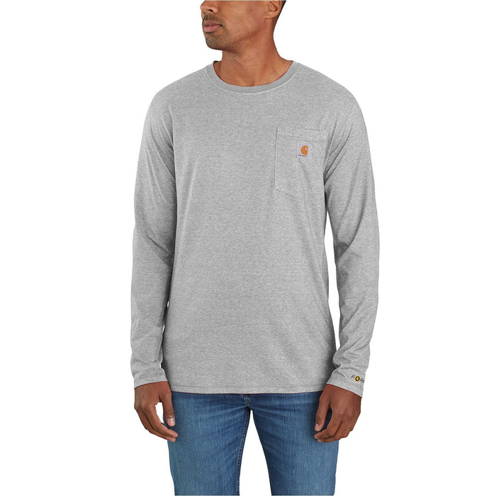 Carhartt Men's Force® Relaxed Fit Long Sleeve Pocket T-Shirt Long Sleeve T-Shirts Carhartt Heather Grey 2XL Reg