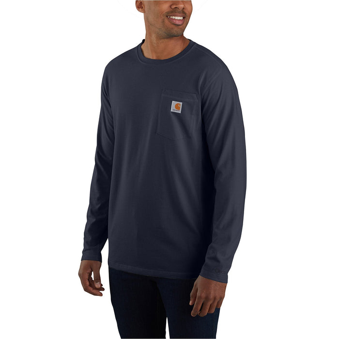 Carhartt Men's Force® Relaxed Fit Long Sleeve Pocket T-Shirt Long Sleeve T-Shirts Carhartt Navy 2XL Reg