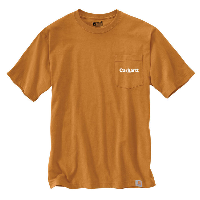 Carhartt Men's Relaxed Fit Heavyweight Short Sleeve Pocket Line Graphic T-Shirt T-Shirts Carhartt Golden Oak 2XL Reg