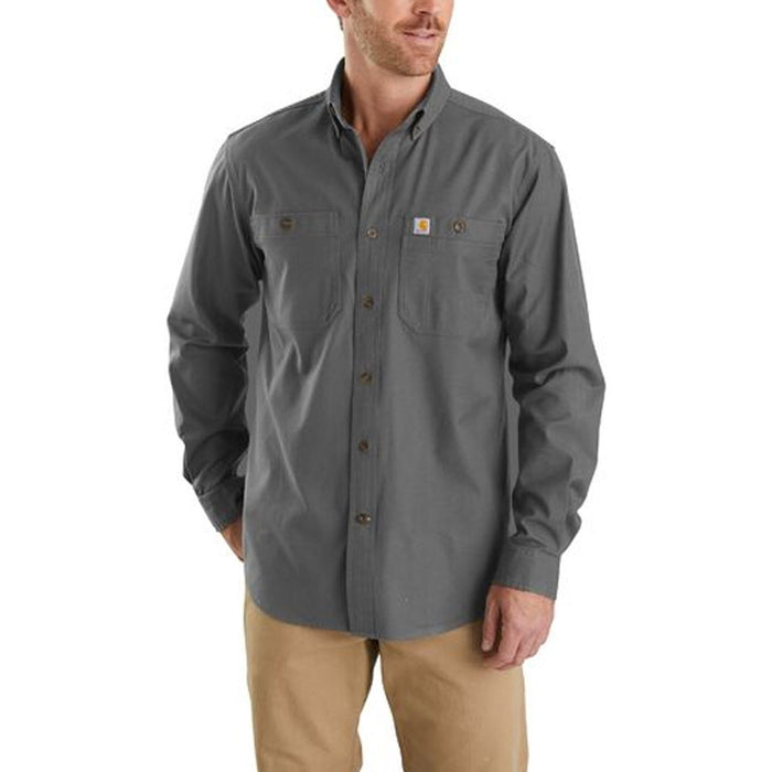Carhartt Men's Rugged Flex® Rigby Button-Down Long Sleeve Shirt Work Shirts Carhartt Gravel 2XL Reg
