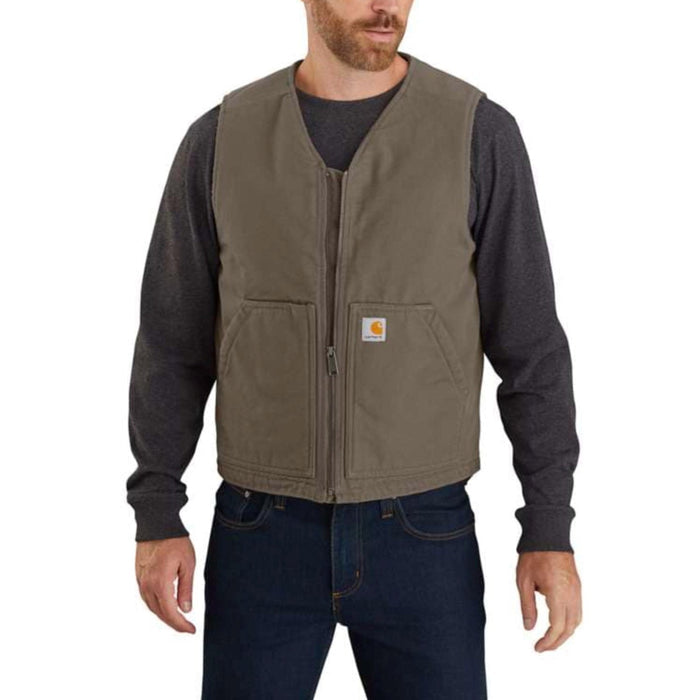 Carhartt Men's Washed Duck Sherpa Lined Vest Vests Carhartt Driftwood 2XL Reg