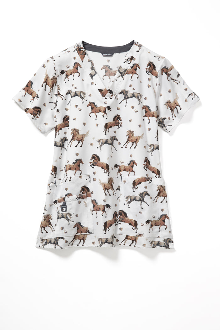 Carhartt Women's Force® Cross-Flex V-Neck Media Scrub Top Scrubs Carhartt Horse Heaven XS Reg