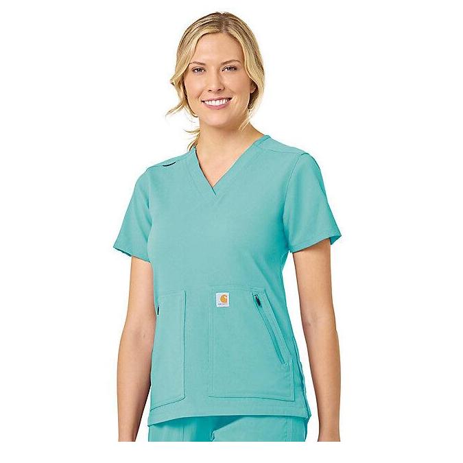 Carhartt Women's Rugged Flex® 4 Pocket V-Neck Scrub Top Scrubs Carhartt Aqua Sea 2XL Reg
