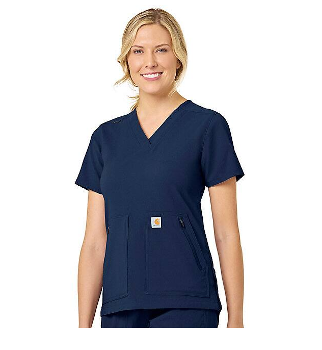 Carhartt Women's Rugged Flex® 4 Pocket V-Neck Scrub Top Scrubs Carhartt Navy 2XL Reg