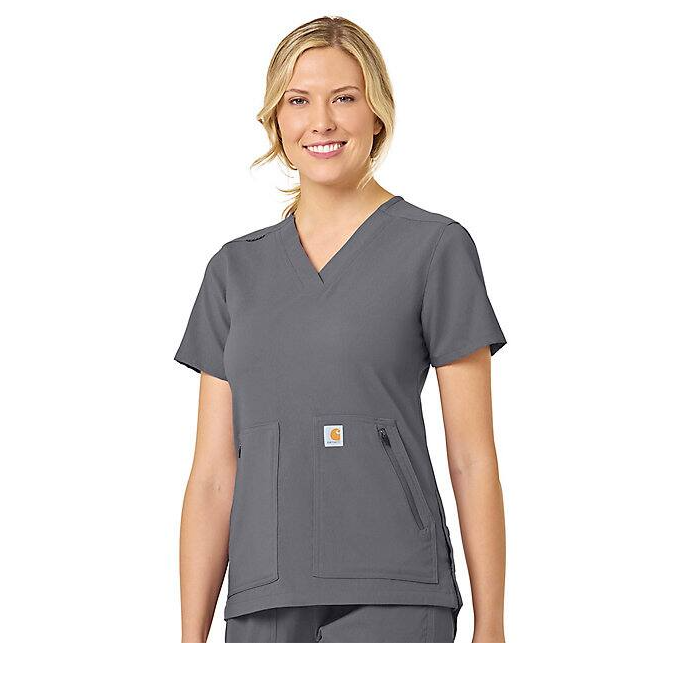 Carhartt Women's Rugged Flex® 4 Pocket V-Neck Scrub Top Scrubs Carhartt Pewter 2XL Reg