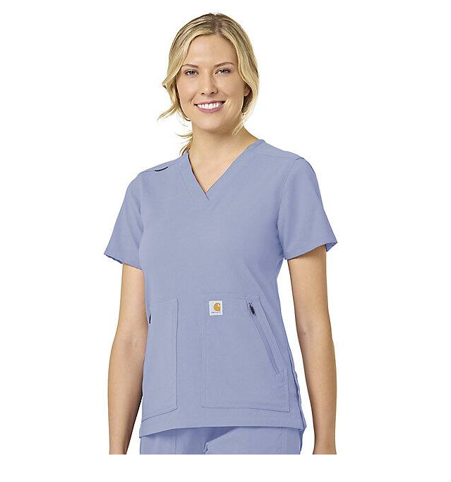 Carhartt Women's Rugged Flex® 4 Pocket V-Neck Scrub Top Scrubs Carhartt Ceil Blue 2XL Reg