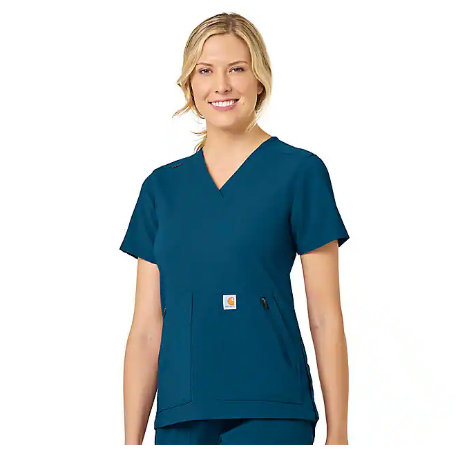 Carhartt Women's Rugged Flex® 4 Pocket V-Neck Scrub Top Scrubs Carhartt Caribbean Blue 2XL Reg