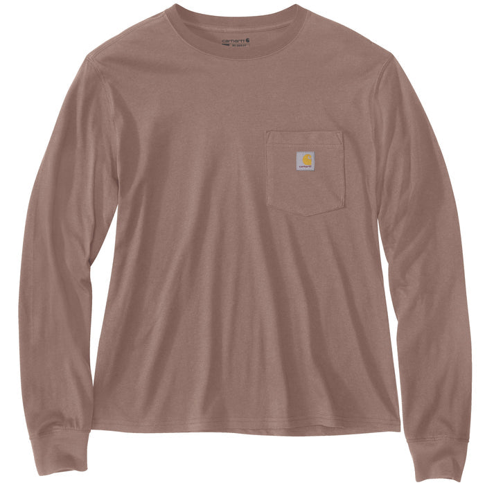 Carhartt Women's Tencel Loose Fit Lightweight Crewneck Pocket Long Sleeve T-Shirt Long Sleeve T-Shirts Carhartt Soft Sepia 2XL Reg