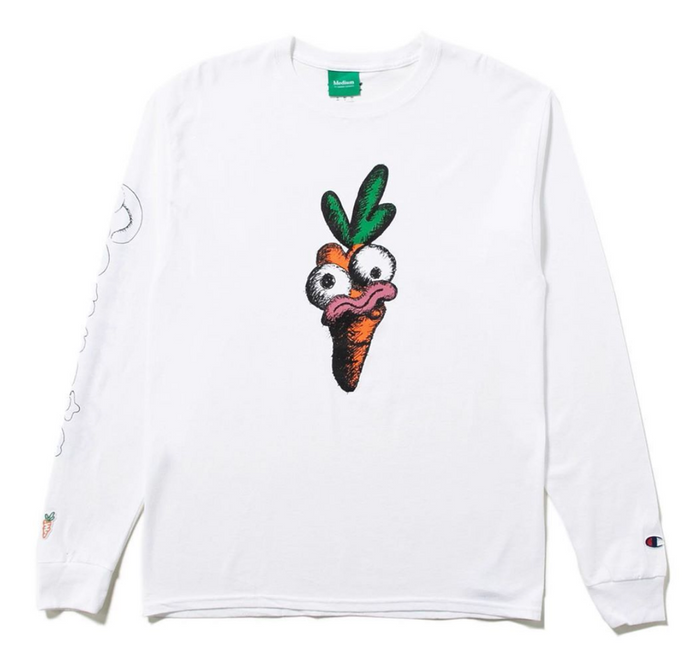 Carrrots by Nathan CARROT FACE LONG SLEEVE (White)