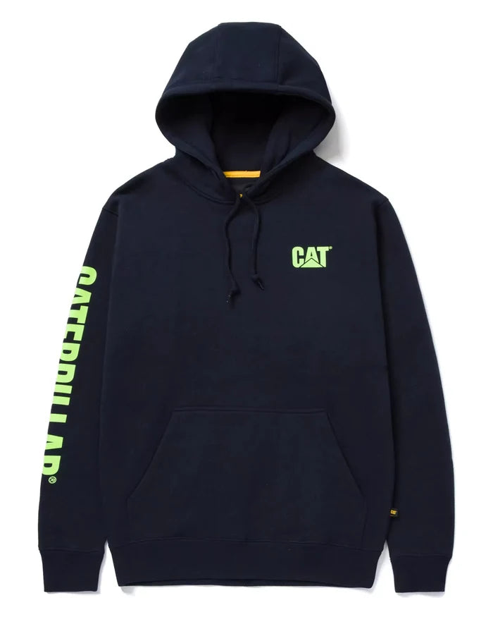 CAT Men's Banner Logo Hooded Sweatshirt Sweatshirts & Hoodies CAT Eclipse/Hi-Vis Yellow 2XL Reg