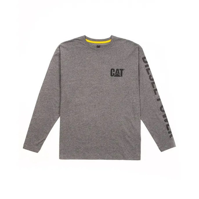 CAT Men's Diesel Powered Graphic Long Sleeve T-Shirt Long Sleeve T-Shirts CAT Dark Heather Grey 2XL Reg