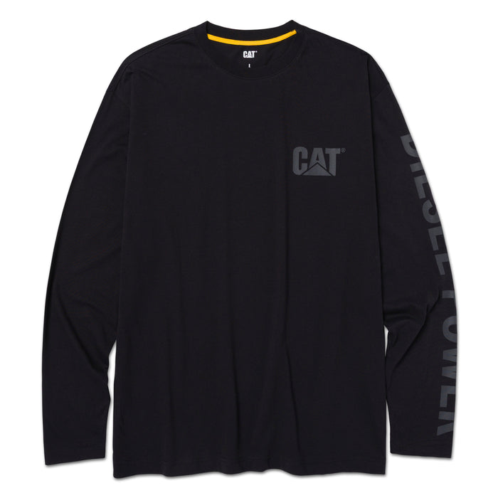 CAT Men's Diesel Powered Graphic Long Sleeve T-Shirt Long Sleeve T-Shirts CAT Black/Black 2XL Reg