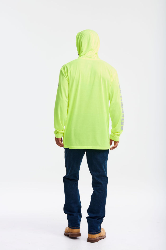 CAT Men's Hi-Vis UPF Hooded Long Sleeve T-Shirt Long Sleeve T-Shirts CAT