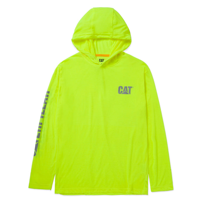 CAT Men's Hi-Vis UPF Hooded Long Sleeve T-Shirt Long Sleeve T-Shirts CAT