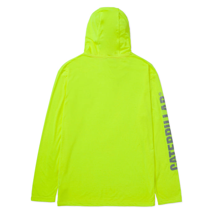 CAT Men's Hi-Vis UPF Hooded Long Sleeve T-Shirt Long Sleeve T-Shirts CAT