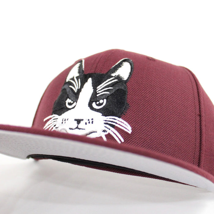 Cat New Era 59Fifty Fitted Hats (Maroon Gray Under Brim)