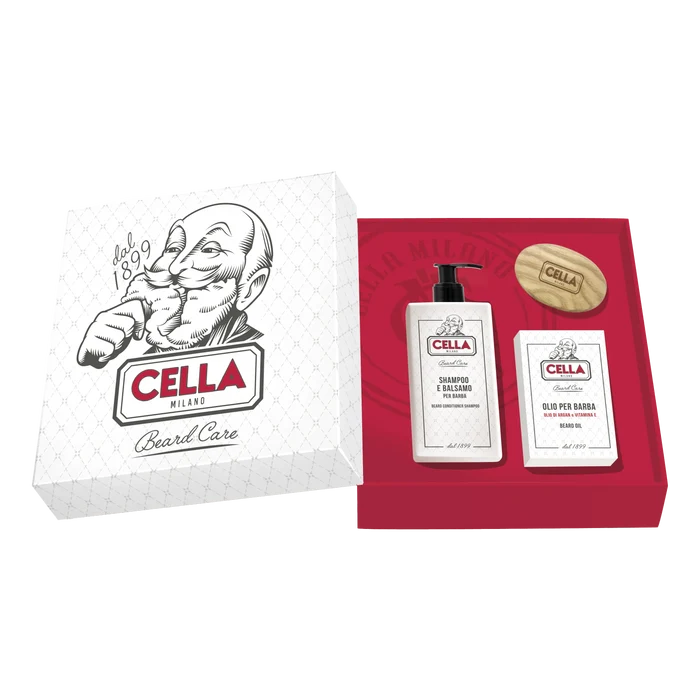 Cella Milano skjeggsett med skjeggbørste