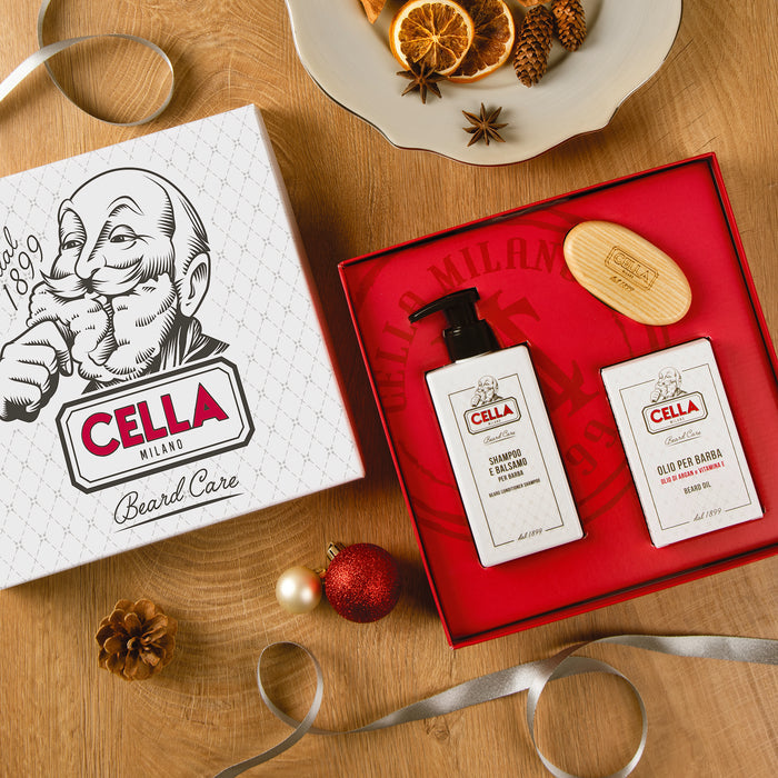 Cella Milano skjeggsett med skjeggbørste