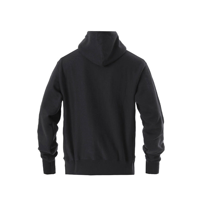 CHAMPION REVERSE WEAVE LOGO PULL OVER HOODIE (Black)