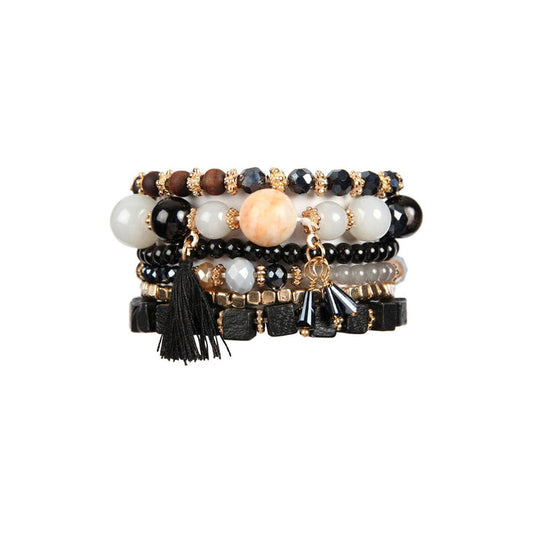 Charm stack bracelet black