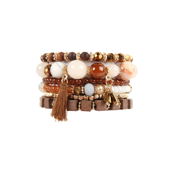 charm stack bracelet tan