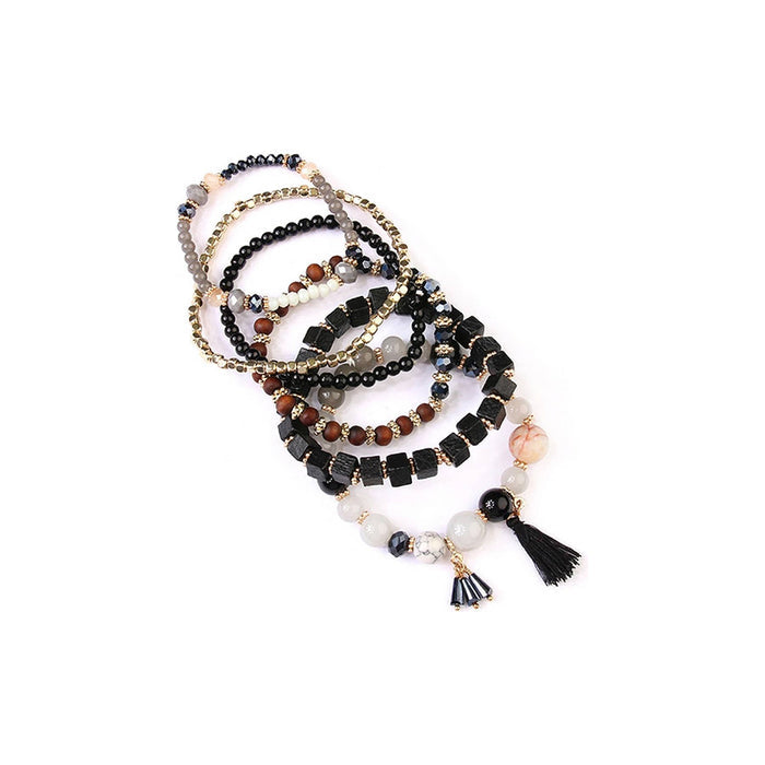Charm stack bracelet black flat