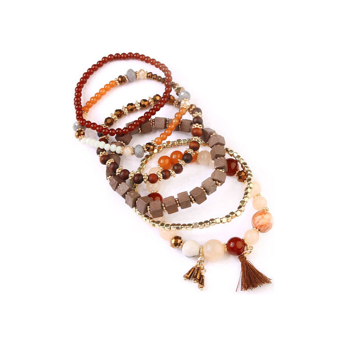 Charm stack bracelet tan flat