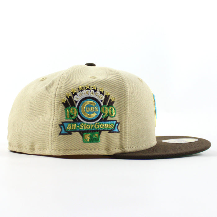 Chicago Cubs 1990 All Star Game New Era 59Fifty Fitted Hat (Vegas Gold Walnut Green Under Brim)