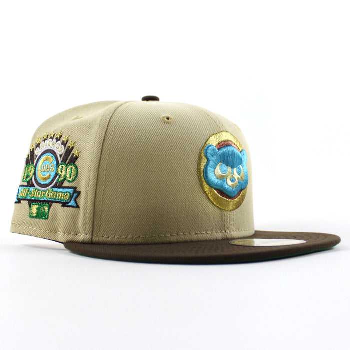 Chicago Cubs 1990 All Star Game New Era 59Fifty Fitted Hat (Vegas Gold Walnut Green Under Brim)
