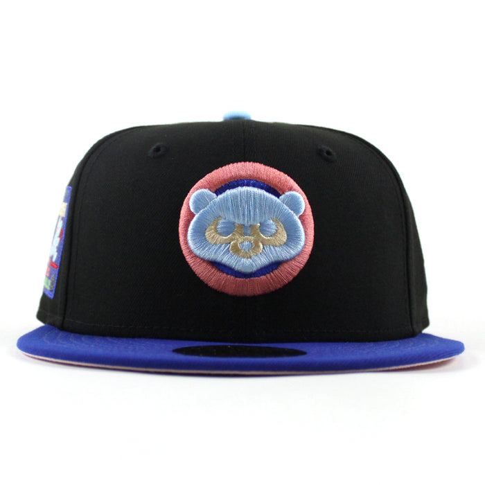 Chicago Cubs be Alert For Foul Balls New Era 59Fifty Fitted Hat (Black Blue Pink Under Brim)