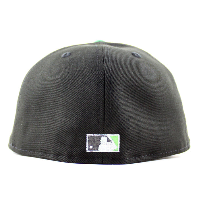 Chicago Cubs be Alert For Foul Balls  New Era 59Fifty Fitted Hat (Black Green Gray Under Brim)