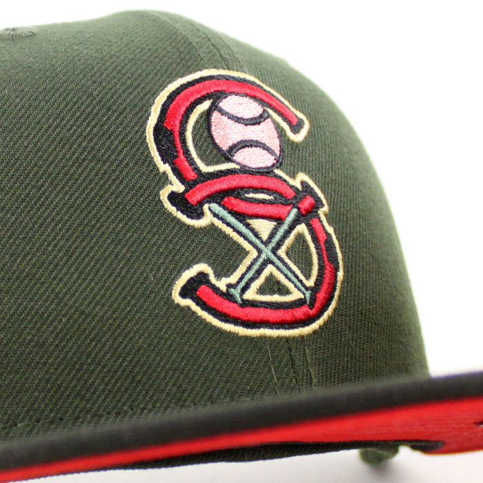 Chicago White Sox Chicago Patch New Era Fitted 59Fifty Hat (DARK SEAWEED BLACK SCARLET Brim)