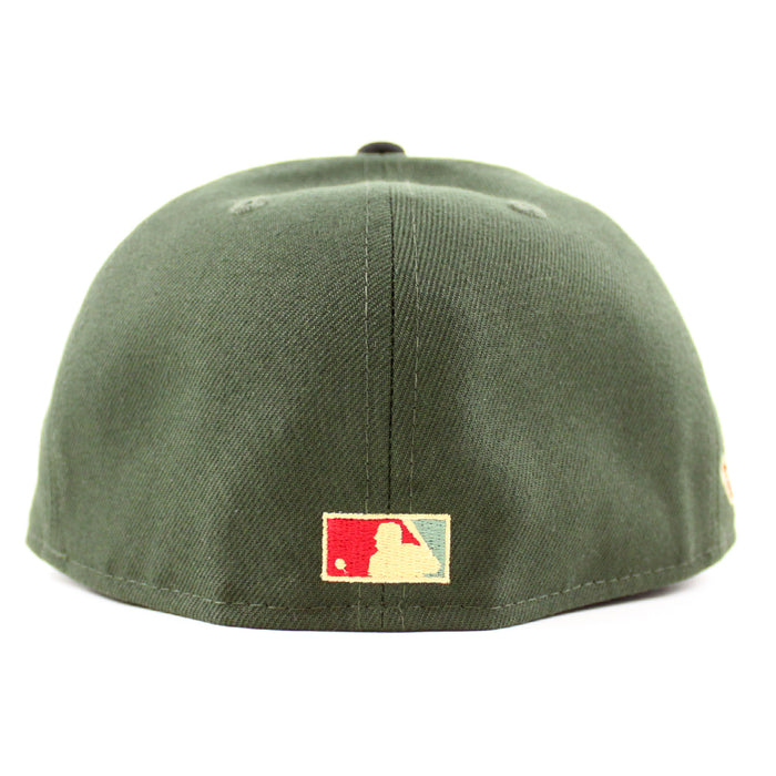 Chicago White Sox Chicago Patch New Era Fitted 59Fifty Hat (DARK SEAWEED BLACK SCARLET Brim)
