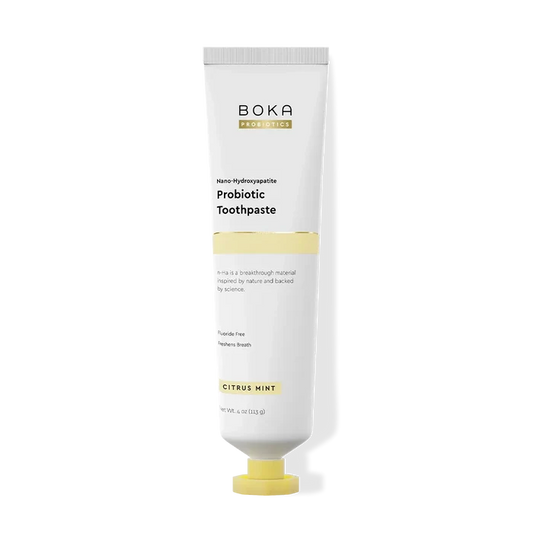 Boka Probiotic Toothpaste tube on a white background