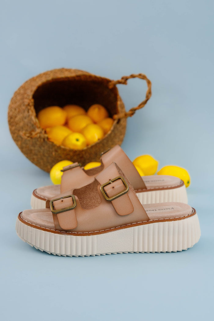 Platform Buckle Sandals- Women's Summer Shoes- Pierre Dumas Slides